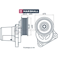Натяжитель ремня Mazda 3 II (BL) 08-, 6 I (GG), II (GH), III (GJ) 02-, CX-7 06- MARSHALL 1AM2H N MS8888 1441204381 - Изображение 2