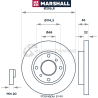 Диск тормозной Nissan Almera Classic 06- MARSHALL WJ3 DQ1 M2000509 1437232162 - Изображение 2