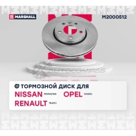 Диск тормозной Nissan Primastar 01-, Opel Vivaro A 01-, Renault Trafic II 01- MARSHALL M2000512 YRE2F2 B 1437232165 - Изображение 3