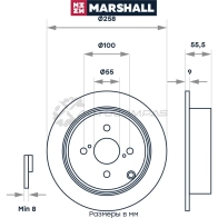 Диск тормозной Toyota Corolla IX (E120) 01-, Echo 99-, Yaris Verso 99- MARSHALL K4T DKP M2000459 1437232112 - Изображение 2