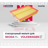 Фильтр воздушный Skoda Fabia I 99-, Octavia II (A5) 04-, VW Caddy III 04-, Golf IV, V 00-, Polo IV 01- MARSHALL 1441205910 YD 700 MA2786 - Изображение 2