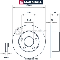Диск тормозной Audi 100 (C4) 90-, A6 (C4, C5) 94-, Skoda Superb I 01-, VW Passat (B5) 96- MARSHALL M2000413 1437232066 YITY FJT - Изображение 2
