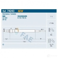 Свеча накала FAE 74243 Audi A6 (C6) 3 Седан 2.0 Tdi 136 л.с. 2004 – 2011 8435050635513 PFN MMD2