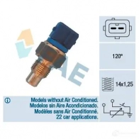 Датчик температуры охлаждающей жидкости FAE 6WS2 XYD 8435050615416 Peugeot 206 1 (2X) 1998 – 2010 34460