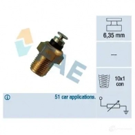 Датчик температуры охлаждающей жидкости FAE 8435050603567 CAZ FBR 32180 1989413