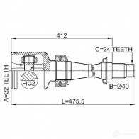 Шрус граната FEBEST 3820905 PU45N 9 4056111099989 0111cdt220rh - Изображение 2