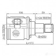 Шрус граната FEBEST 4056111099965 3820903 0111cdt220lh S80ERL 9 - Изображение 2