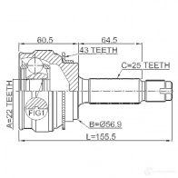 Шрус граната FEBEST 0410csa43 192237945 XUF NO 4056111102351 - Изображение 2