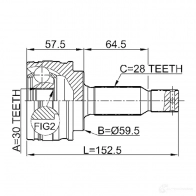 Шрус граната FEBEST 4056111039282 0410cy2 3822993 JEQ2F NN - Изображение 2