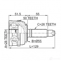 Шрус граната FEBEST 3822609 7F VD38 4056111035260 0310035a50 - Изображение 2