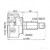 Шрус граната FEBEST 192217209 4056111102559 22C7 C31 0310cl22 - Изображение 2