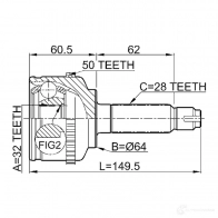 Шрус граната FEBEST 4056111036946 0310cga50 1C IF48 3822619 - Изображение 2