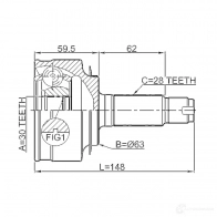 Шрус граната FEBEST 0310be 4056111071121 532088630 QD 6Q6J - Изображение 2