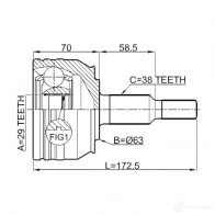 Шрус приводного вала, комплект FEBEST 4056111046235 3825039 I6L VF4 2310t5wd - Изображение 2
