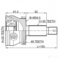 Шарнирный комплект, приводной вал FEBEST 5V 5IDYR 2210-D4224A48 1440023238 - Изображение 2