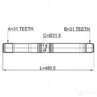 Приводной вал FEBEST 4056111118741 AG2EO2 X 2112tt9 1270599078 - Изображение 2