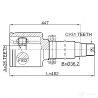 Шрус граната FEBEST 5VF 68I 4056111080390 2111ca223rh 3824707 - Изображение 2