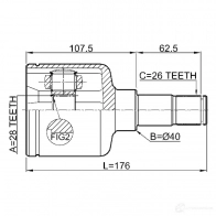 Шрус граната FEBEST 3824704 4056111080178 2111ca220lh K5FVC S - Изображение 2