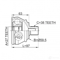 Шрус приводного вала, комплект FEBEST 4056111059570 93LT QS 1710a6 3824429 - Изображение 2