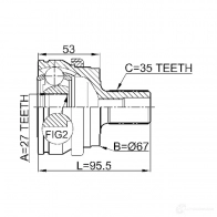 Шрус граната FEBEST 4056111044170 3824331 1610203 KD 6UQP - Изображение 2
