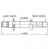 Приводной вал FEBEST VEU 19 3824306 1412actwd1rh 4056111116396 - Изображение 2