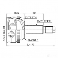 Шрус граната FEBEST 4056111103518 1410roda52 1270597306 XGF3F P2 - Изображение 2