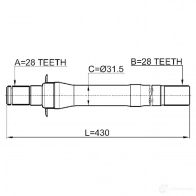Приводной вал FEBEST C6Q 6T 4056111113401 1212ix35at6 1270596654 - Изображение 2
