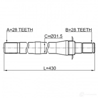 Приводной вал FEBEST 4056111100906 ZG4 D4 1212cm10at4wd 3824116 - Изображение 2