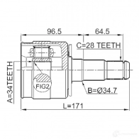 Шрус граната FEBEST 3824105 1211terlh H 6TY1K 4056111058337 - Изображение 2