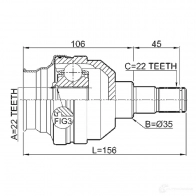 Шрус граната FEBEST 1011t255lh 4056111101033 MR2 L7 315250552 - Изображение 2