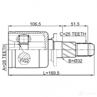 Шрус граната FEBEST 4056111082516 3823925 0811s12r OM M7YQ - Изображение 2