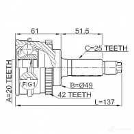 Шрус граната FEBEST M1 J22 0710sy415a42 4056111037394 3823798 - Изображение 2