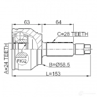 Шрус граната FEBEST 4056111046174 TOWPLR Y 0510mz5 3823463 - Изображение 2