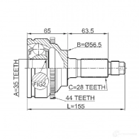 Шрус граната FEBEST 3823462 9 BX3EL 4056111073262 0510mpvlw3a44 - Изображение 2