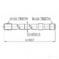 Приводной вал FEBEST 3820960 9B F1CX 0112lc80lh 4056111036878 - Изображение 2