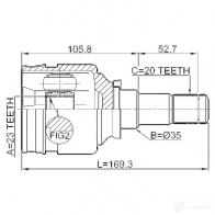 Шрус граната FEBEST GN6 14 3820936 0111nhw20rh 4056111091136 - Изображение 2