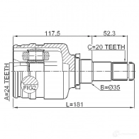 Шрус граната FEBEST 3820934 0111nde180rh 4056111114958 ZS6N F - Изображение 2