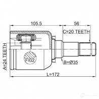 Шрус граната FEBEST 4056111118338 3820933 2 Z4I0 0111nde120lh - Изображение 2