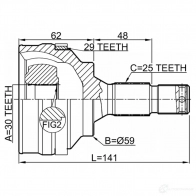 Шарнирный комплект, приводной вал FEBEST 6510-002A29 KI8FF2 R 1440023456 - Изображение 2