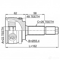 Шарнирный комплект, приводной вал FEBEST S12 QEJ 1440023455 6510-001A48 - Изображение 2