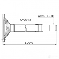 Приводной вал FEBEST 0412kh6wrh WIB6 L 1424732389 4056111124001 - Изображение 2