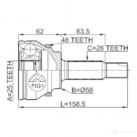 Шрус граната FEBEST 4056111039107 61B 61 3820840 0110azt250a48 - Изображение 2