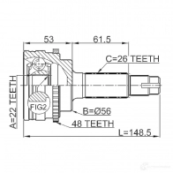 Шрус граната FEBEST 3820802 0110036a48 4056111035857 EY 4AXI - Изображение 2