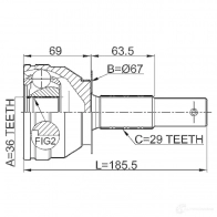 Шрус граната FEBEST 3821883 0210a60 4056111063010 KL76 FAW - Изображение 2