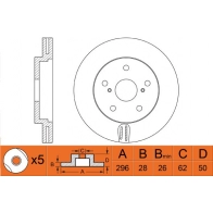 Тормозной диск FIT R NA1H FR0548V Toyota Highlander (U20) 1 Кроссовер 3.3 4WD (MCU28) 233 л.с. 2003 – 2007