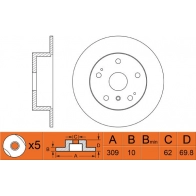 Тормозной диск FIT S MQ2D4 FR0550 Toyota Highlander (U40) 2 Кроссовер 3.5 (GSU40) 273 л.с. 2007 – 2013