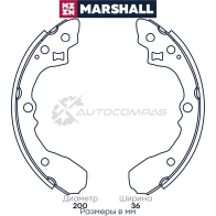 Комплект тормозных барабанных колодок Marshall Q0N6I OJ 1437232526 QXSYVDB M2520220