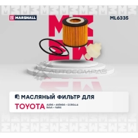 Фильтр масляный Toyota Auris I, II 09-, Avensis III 09-, Corolla X, XI 07-, RAV 4 III, IV 08- MARSHALL ML6335 1437232752 0S M3P - Изображение 2