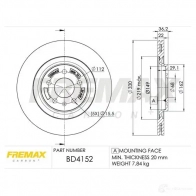Тормозной диск FREMAX bd4152 JCJ4W R 2886909