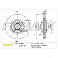 Тормозной диск FREMAX 2886105 bd0107 72IK 6Q
